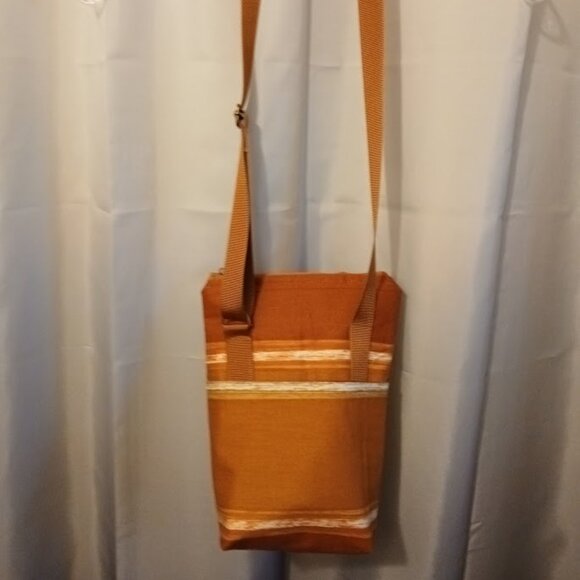 New Southwestern Travel Sling Crossbody Bag Purse Golden Brown Sarape Stripe - Picture 8 of 10